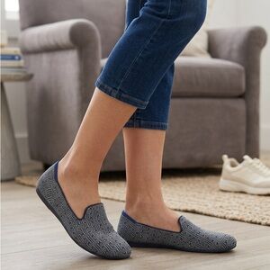 Rothy's Navy and Gray Patterned Slip-On Loafers